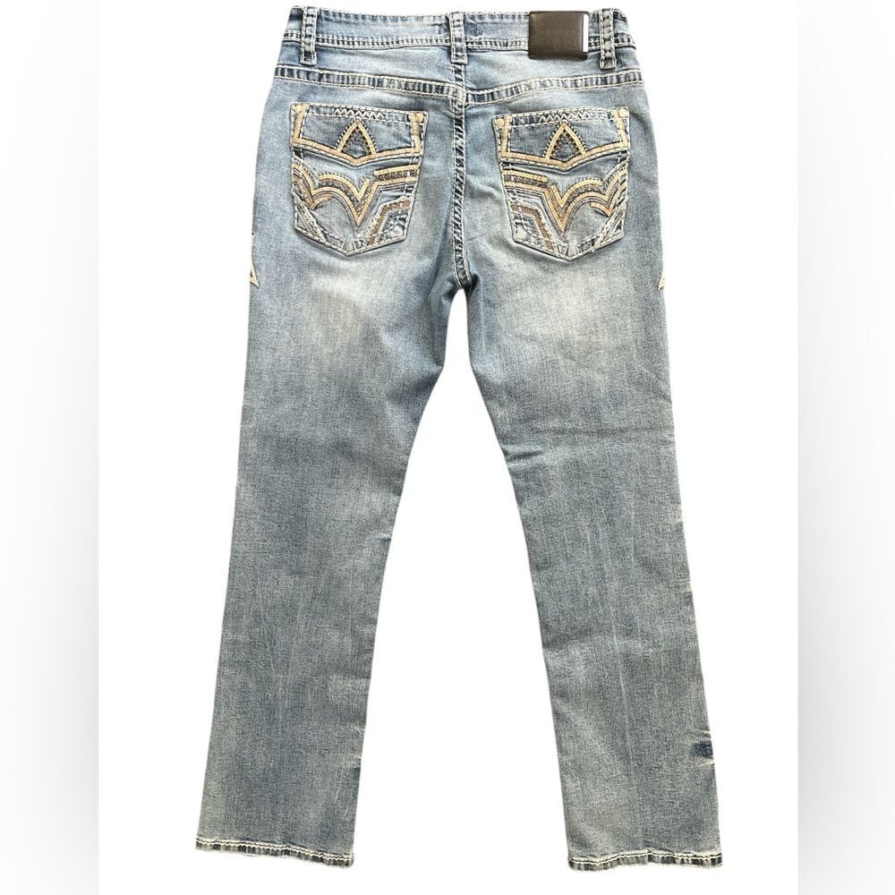 MONTERO Men's Bootcut Jeans Size 36 Modern Cowboy Embroidered Whipstitch - Picture 5 of 11